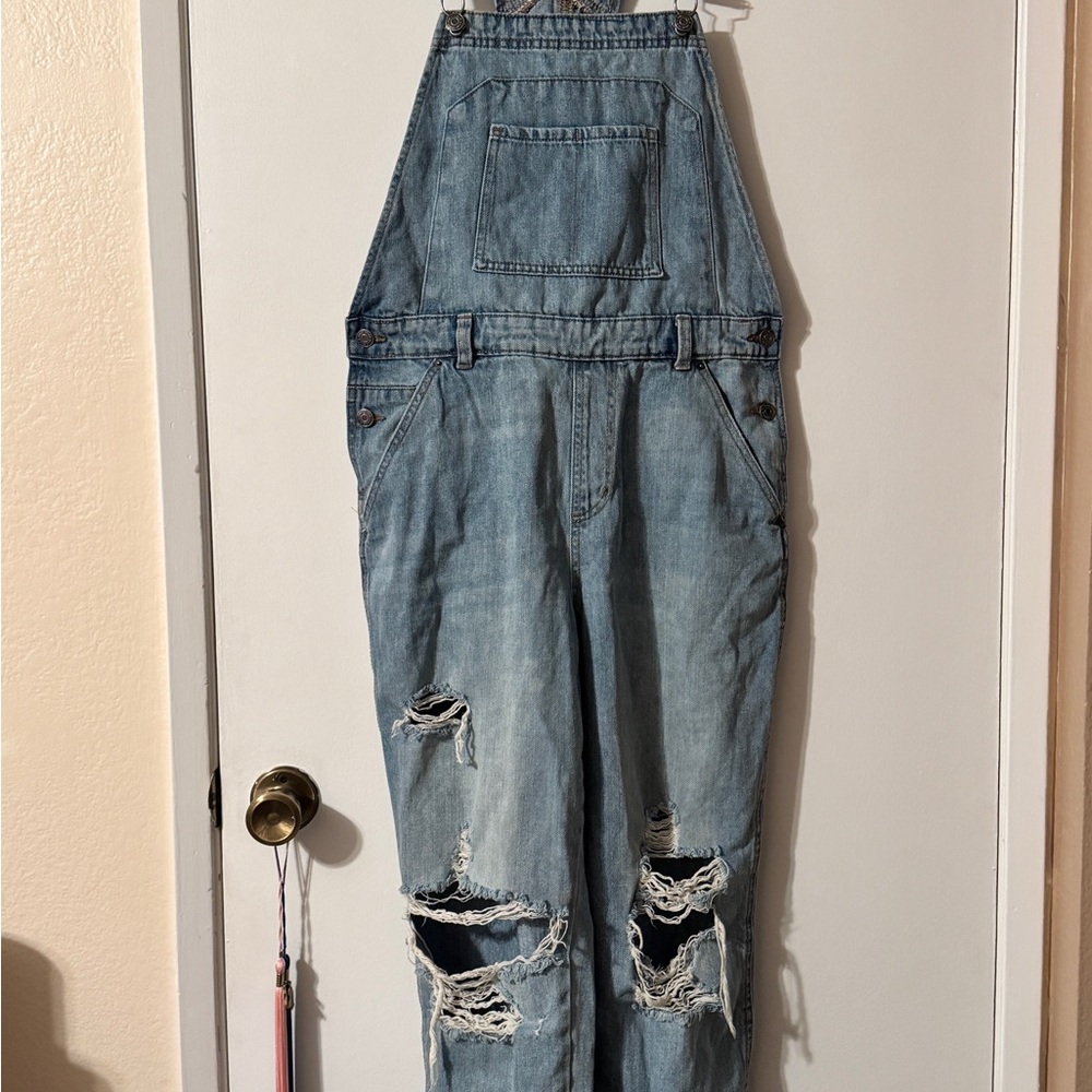 COPY - Wild Fable Light Blue Distressed Denim Overalls
